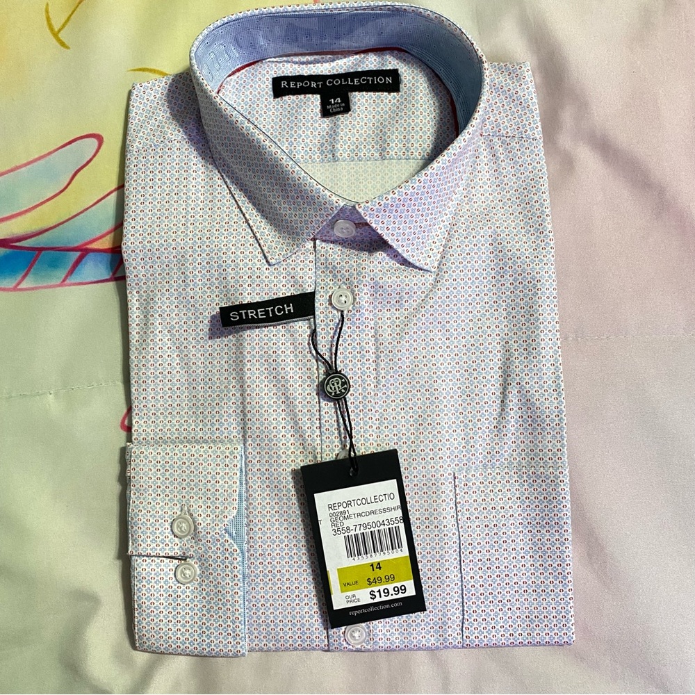 report collection boys button down shirt NWT